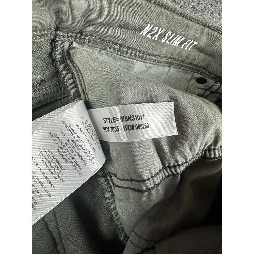 DU/ER N2X Slim Fit Shorts Mens Size 33X10* Gray/aGreen 5-Pocket MSNS1011